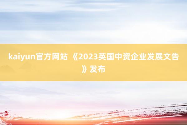 kaiyun官方网站 《2023英国中资企业发展文告》发布