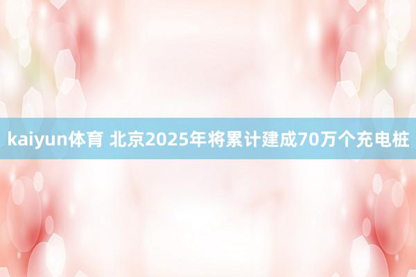 kaiyun体育 北京2025年将累计建成70万个充电桩