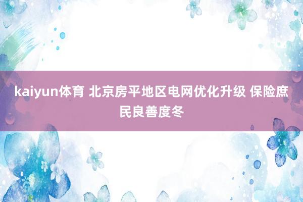 kaiyun体育 北京房平地区电网优化升级 保险庶民良善度冬