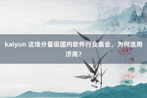 kaiyun 这场分量级国内软件行业嘉会，为何选用济南？