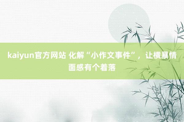 kaiyun官方网站 化解“小作文事件”，让横暴情面感有个着落