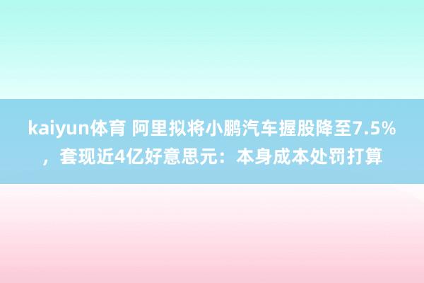 kaiyun体育 阿里拟将小鹏汽车握股降至7.5%，套现近4亿好意思元：本身成本处罚打算