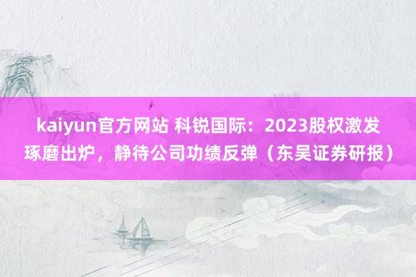 kaiyun官方网站 科锐国际：2023股权激发琢磨出炉，静待公司功绩反弹（东吴证券研报）