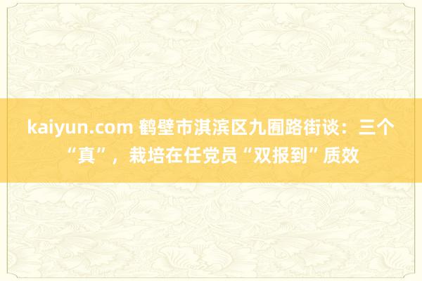 kaiyun.com 鹤壁市淇滨区九囿路街谈：三个“真”，栽培在任党员“双报到”质效