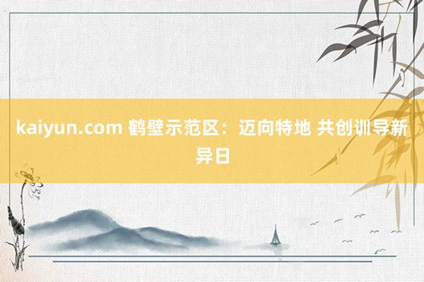 kaiyun.com 鹤壁示范区：迈向特地 共创训导新异日