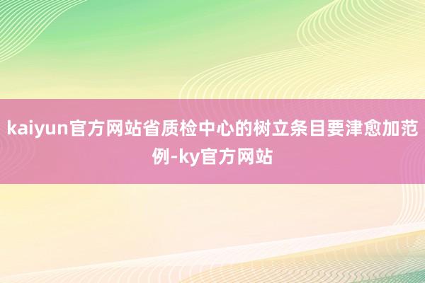 kaiyun官方网站省质检中心的树立条目要津愈加范例-ky官方网站