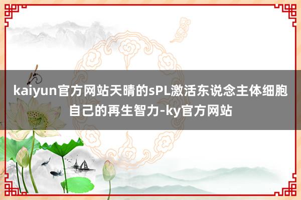 kaiyun官方网站天晴的sPL激活东说念主体细胞自己的再生智力-ky官方网站