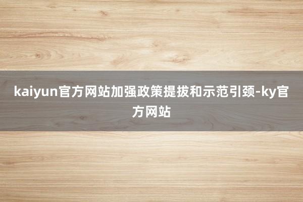 kaiyun官方网站加强政策提拔和示范引颈-ky官方网站