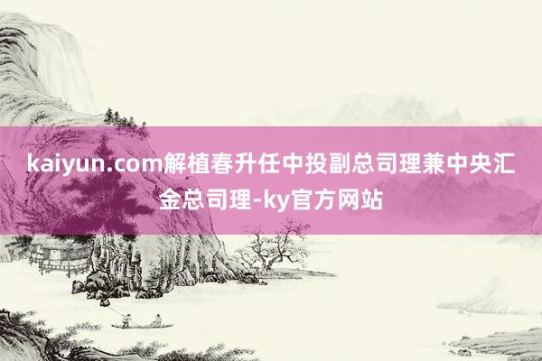 kaiyun.com解植春升任中投副总司理兼中央汇金总司理-ky官方网站