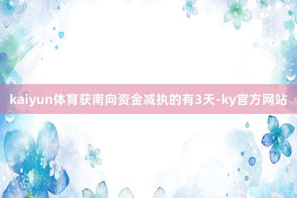 kaiyun体育获南向资金减执的有3天-ky官方网站