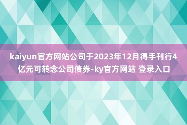 kaiyun官方网站公司于2023年12月得手刊行4亿元可转念公司债券-ky官方网站 登录入口